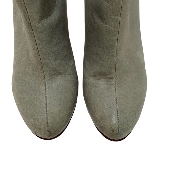 Fortress of Inca Leather Booties Size 6 Ankle Boots Heel Buckles Gray Green - Picture 10 of 15